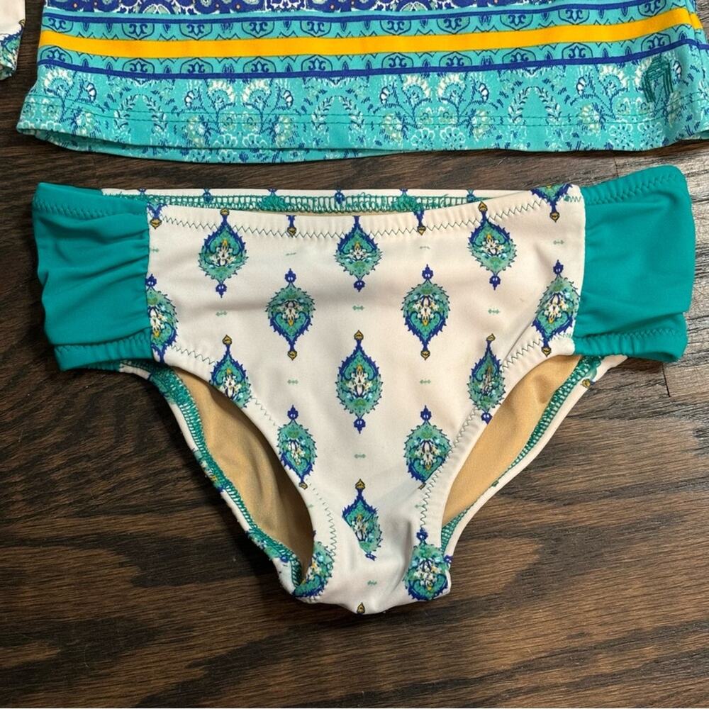 Cabana Life Rash Guard Bikini Set White Green Print 6-12 Months - Picture 4 of 10